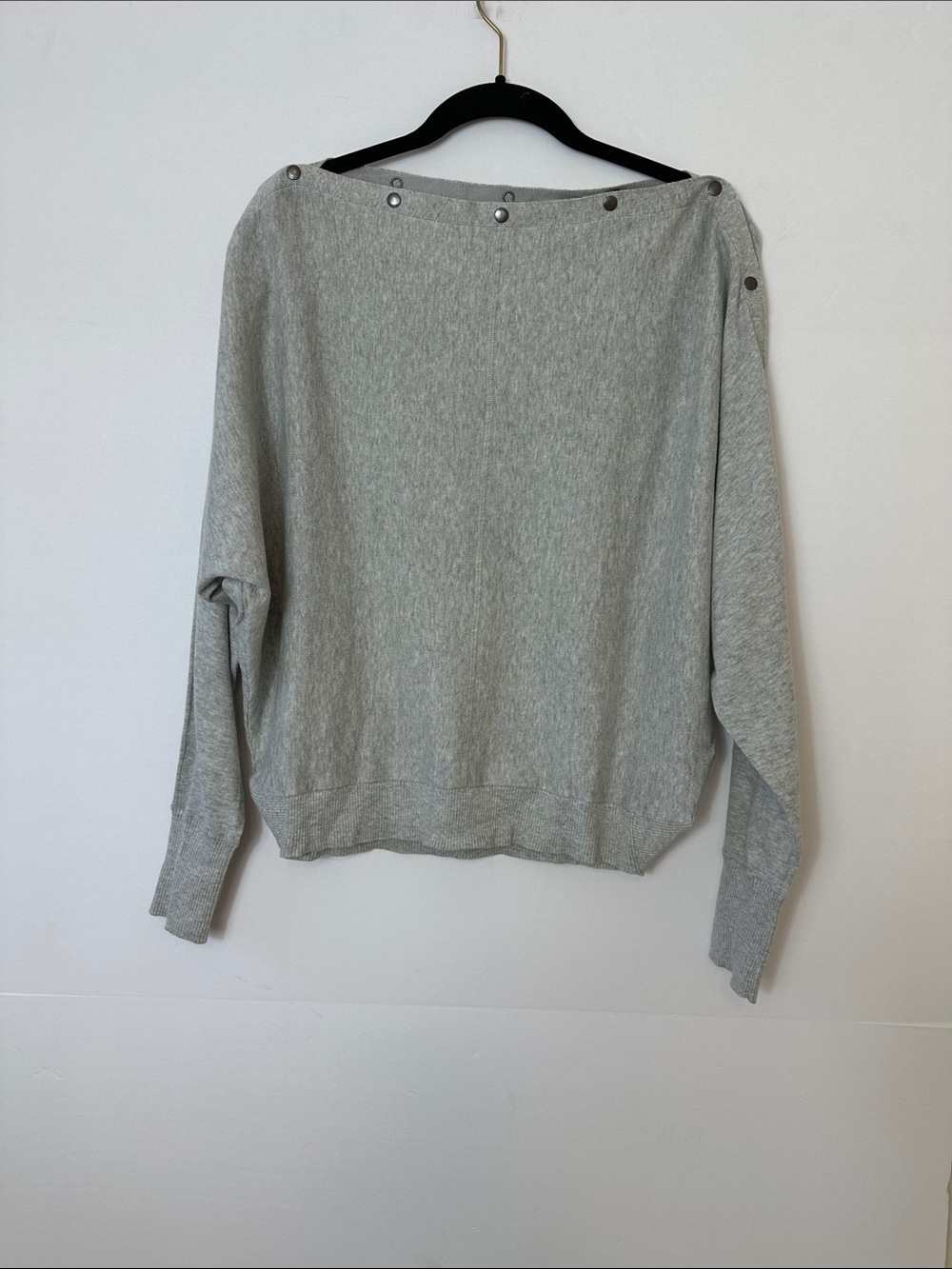 All Saints Light Gray Boatneck Snap-Shoulder Women’s Sweater